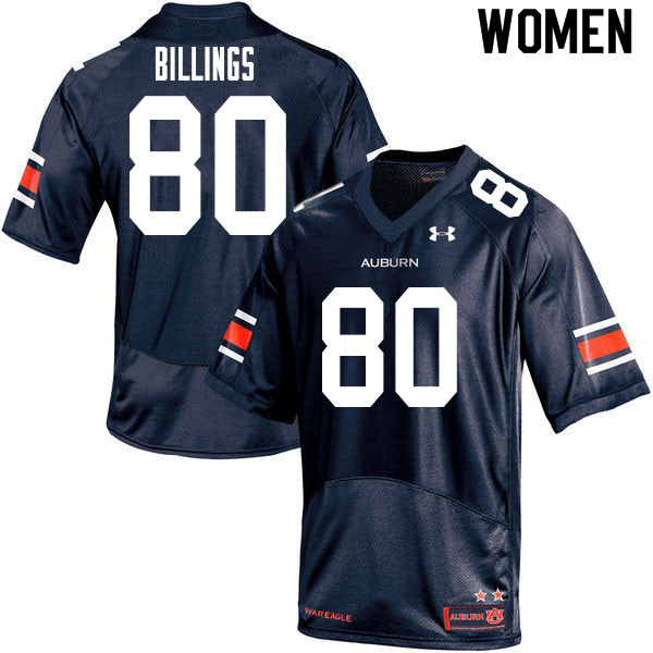Women's Auburn Tigers #80 Jackson Billings Navy 2020 College Stitched Football Jersey